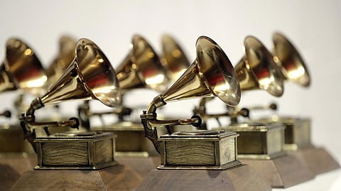 Grammy Awards are displayed at the Grammy Museum Experience