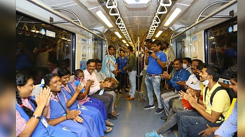 Children with Autism riding in a Metro train on Saturday