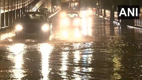 Cars on an inundated road