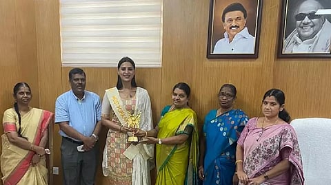 Minster P Geetha Jeevan with transperson Namitha Marimuthu