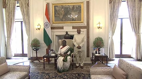 President Droupadi Murmu assumes the office of the President at the Rashtrapati Bhavan. Former President Ram Nath Kovind also present with her