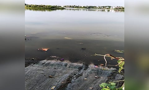 Sewage water flowing into the Chitlapakkam lake