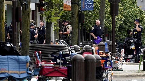 Law enforcement search after a mass shooting