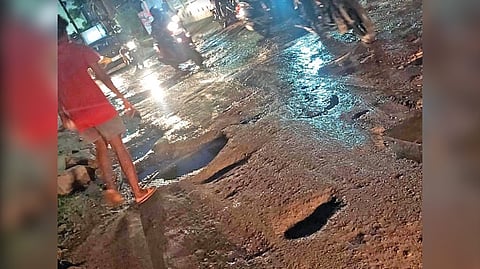 Potholes put riders at risk on Chettiyar Agaram Road
