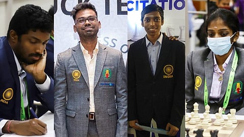 Adhiban Baskaran, SP Sethuraman, Rameshbabu Praggnanandhaa and Vaishali Rameshbabu