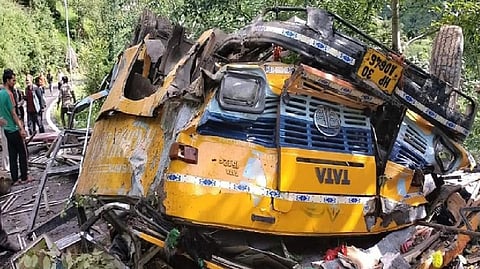 The school bus after accident