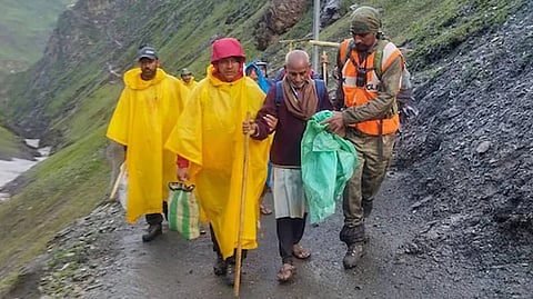 Rescue operation underway following a cloudburst that hit near the base camp of Amarnath in south Kashmir on Friday