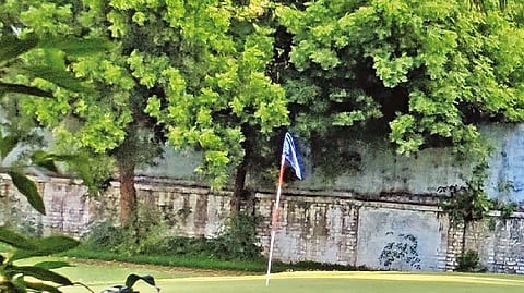 The tricky 11th hole green