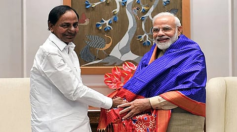Telangana CM K Chandrashekar Rao with Prime Minister Narendra Modi