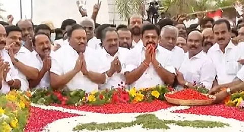 EPS paid floral tributes to former chief minister J Jayalalithaa