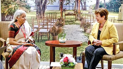 Nirmala Sitharaman with IMF MD Kristalina Georgieva at Bali
