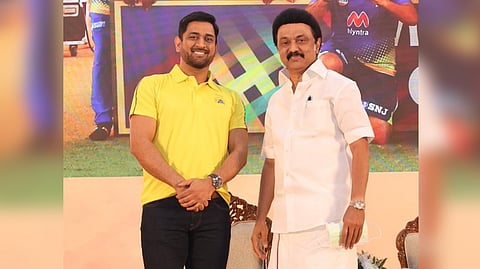 MS Dhoni with Stalin