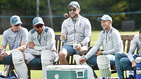 England team coach Brendon McCullum is all smiles on the eve of the Test against India