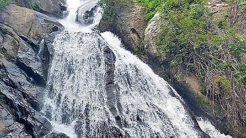 Tourists were barred entry to the falls due to lack of rains in summer and heavy flooding in the recent months