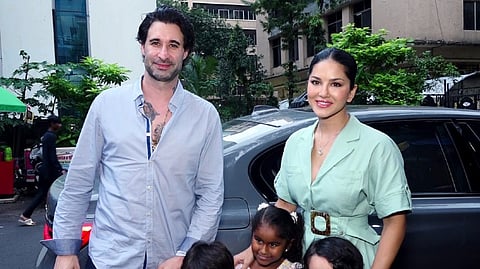 Sunny Leone with her husband & kids