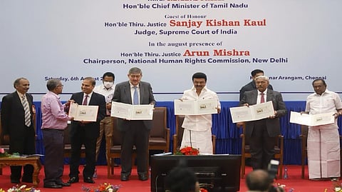 Chief Minister M K Stalin at the silver jubilee celebration of the SHRC