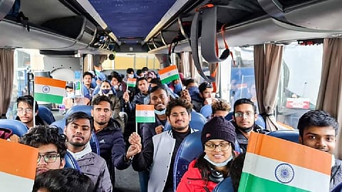 Indian students returning from Ukraine.
