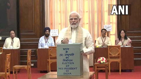 Prime Minister Narendra Modi casts vote