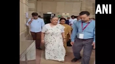 Margaret Alva arrived at Parliament House to cast her vote