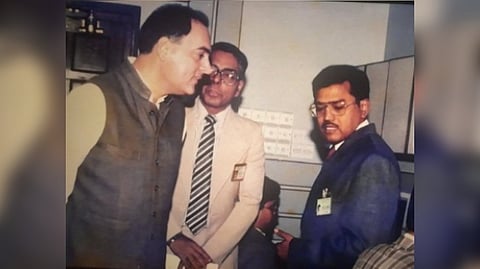 In the very old picture, Doval is seen talking to the then Prime Minister Rajiv Gandhi on some issue.