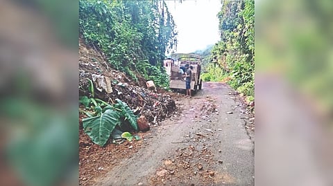 The mudslip at Adukkam Road in Kodaikanal on Wednesday
