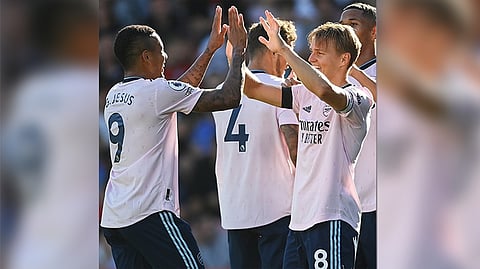 Arsenal players celebrating