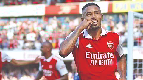 Brazilian sriker scores a brace in Gunners’ 4-2 win over Leicester