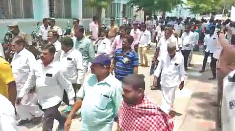 Screengrab shows locals staging a walkout