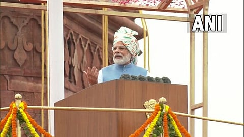 Visuals from Prime Minister Narendra Modi's address to nation form Red Fort