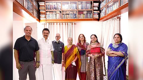 Saroja Sitharaman and family with Chief Minister M K Stalin