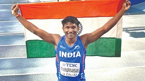 Selva Prabhu Thirumaran, a youth from Madurai, who brought laurels to India after having excelled in the World Athletics Under -20 Championship in Colombia