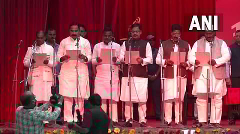Congress MLA Murari Prasad Gautam, RJD MLA Mohammad Israil Mansuri and others take oath as ministers in the Bihar cabinet.