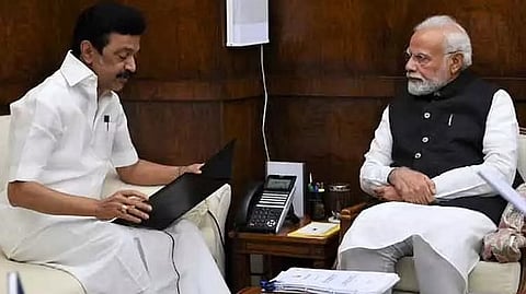 Tamil Nadu's Chief Minister MK Stalin; Prime Minister Narendra Modi