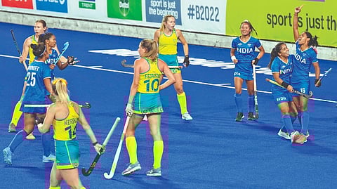 Vandana Katariya celebrates after scoring India?s goal