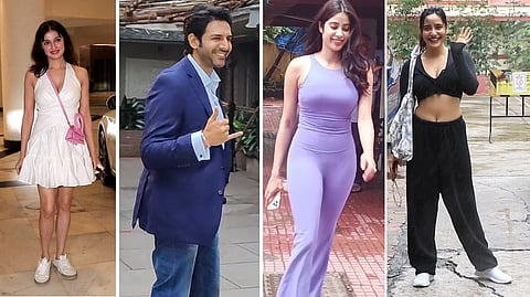 (L) Divya Khosla Kumar, Kartik Aaryan, Janhvi Kapoor and Neha Sharma