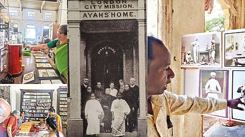Attendees at the exhibition
;Ayahs of Madras taken to London
;Remu explains the pictures and their history