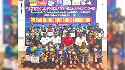 Winners of the Tamizhaga TT 4th state-ranking tournament