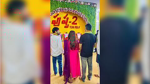 Pooja performs on the sets of Allu Arjun, Rashmika Mandanna 'Pushpa 2'