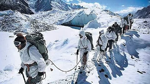 Indian soldiers patrol the Siachen Glacier