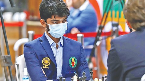 India ?B? team player D Gukesh in 11th-round action on Tuesday