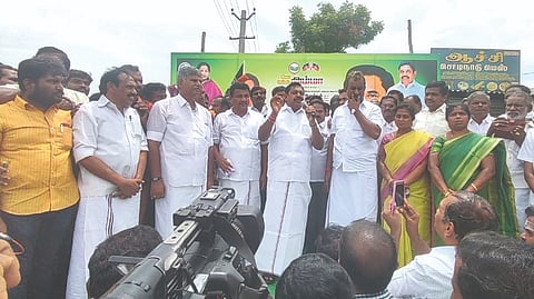 AIADMK interim general secretary Edappadi K Palaniswami addressing party cadre in Avinashi in Tirupur on Sunday.
