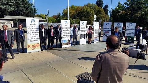 Activists hold anti-Pakistan protest outside UN office