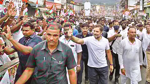 Congress leader Rahul Gandhi during his Bharat Jodo Yatra in Gudalur