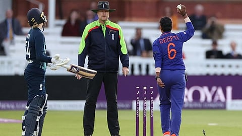 Deepti Sharma's run out of Charlie Dean in the third ODI