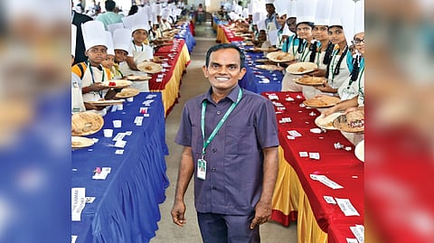 Dr R Padayal Sivakumar with the students