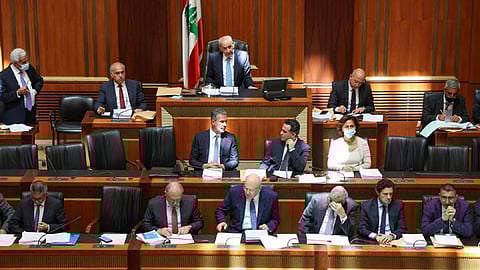 Lebanese Parliament Speaker Nabih Berri holds a legislative session in Beirut