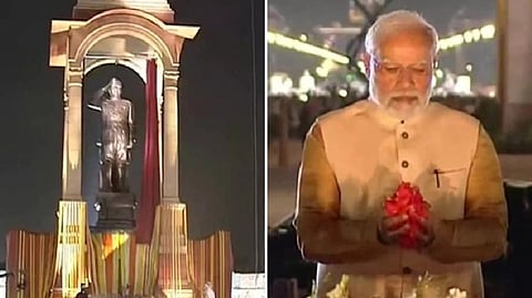 Modi unveiling the statue