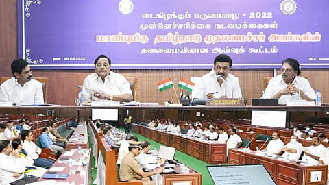 Chief Minister M K Stalin chaired a review meeting on the preparedness measures to be taken for the upcoming Northeast monsoon season