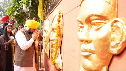 Punjab Chief Minister Bhagwant Mann laid floral tributes to Shaheed Bhagat Singh, Rajguru and Sukhdev