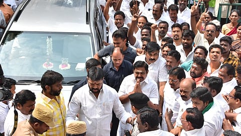 Edappadi K Palaniswami on Monday visited party headquarters in Chennai